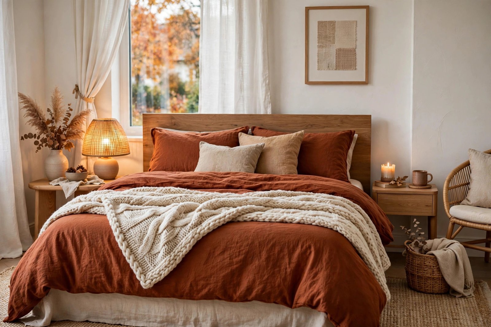 Chunky Knit Throw Across the Foot of the Bed