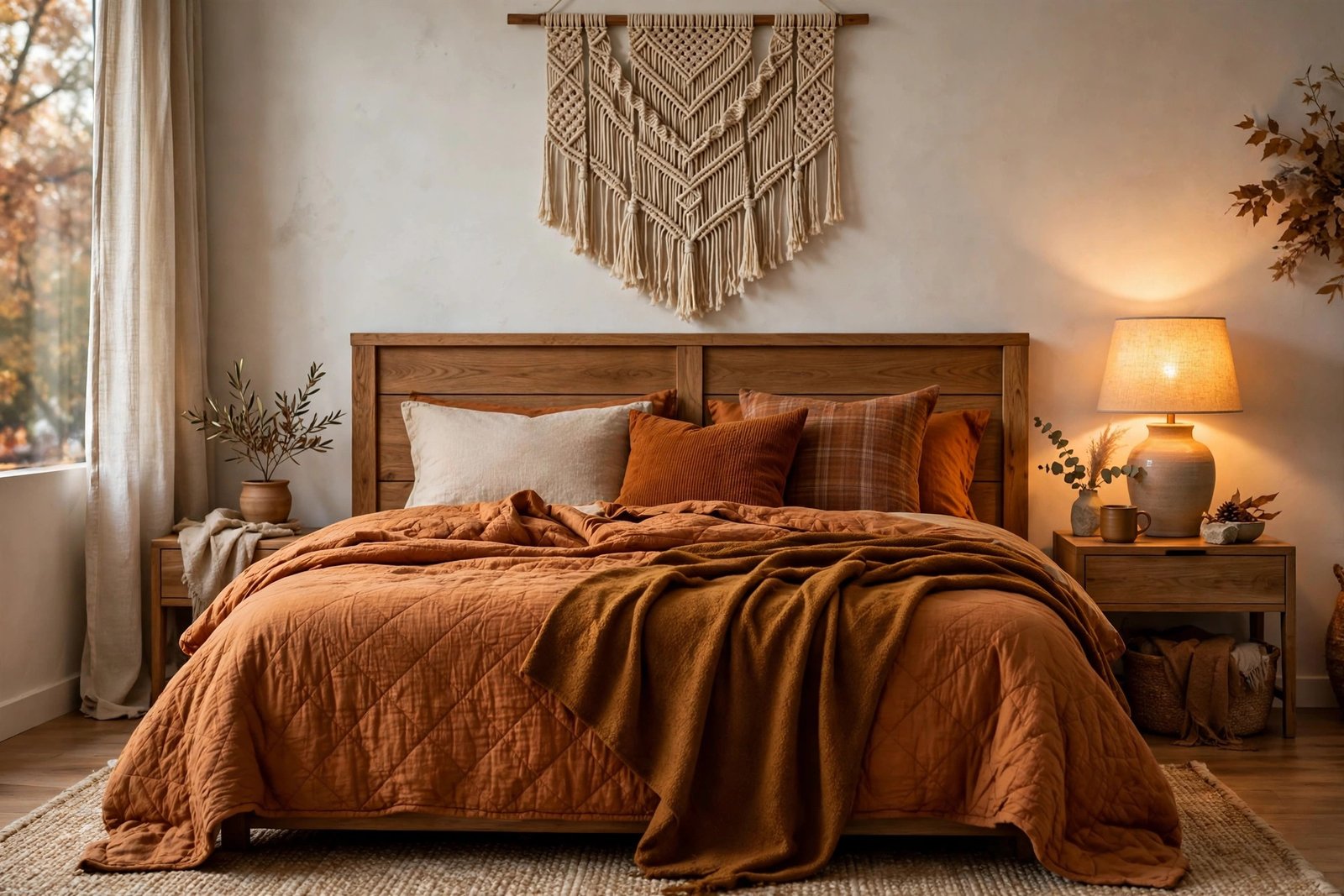 A Woven Wall Hanging Above the Headboard