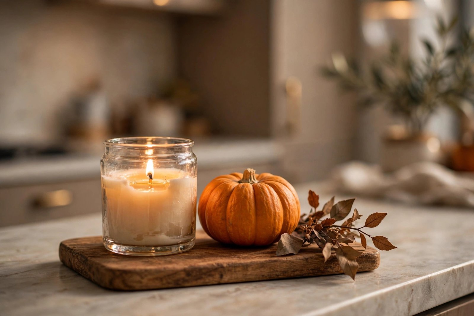Fall-Scented Candle on the Counter