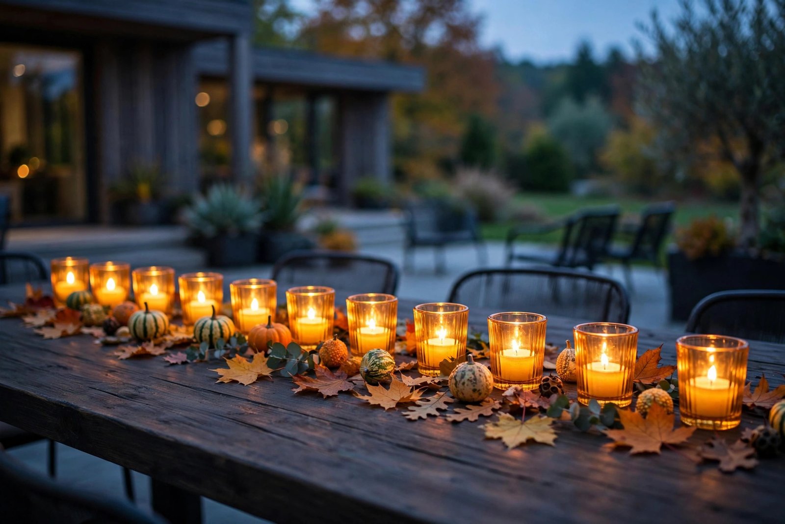 A Row of Amber Votives Down the Middle