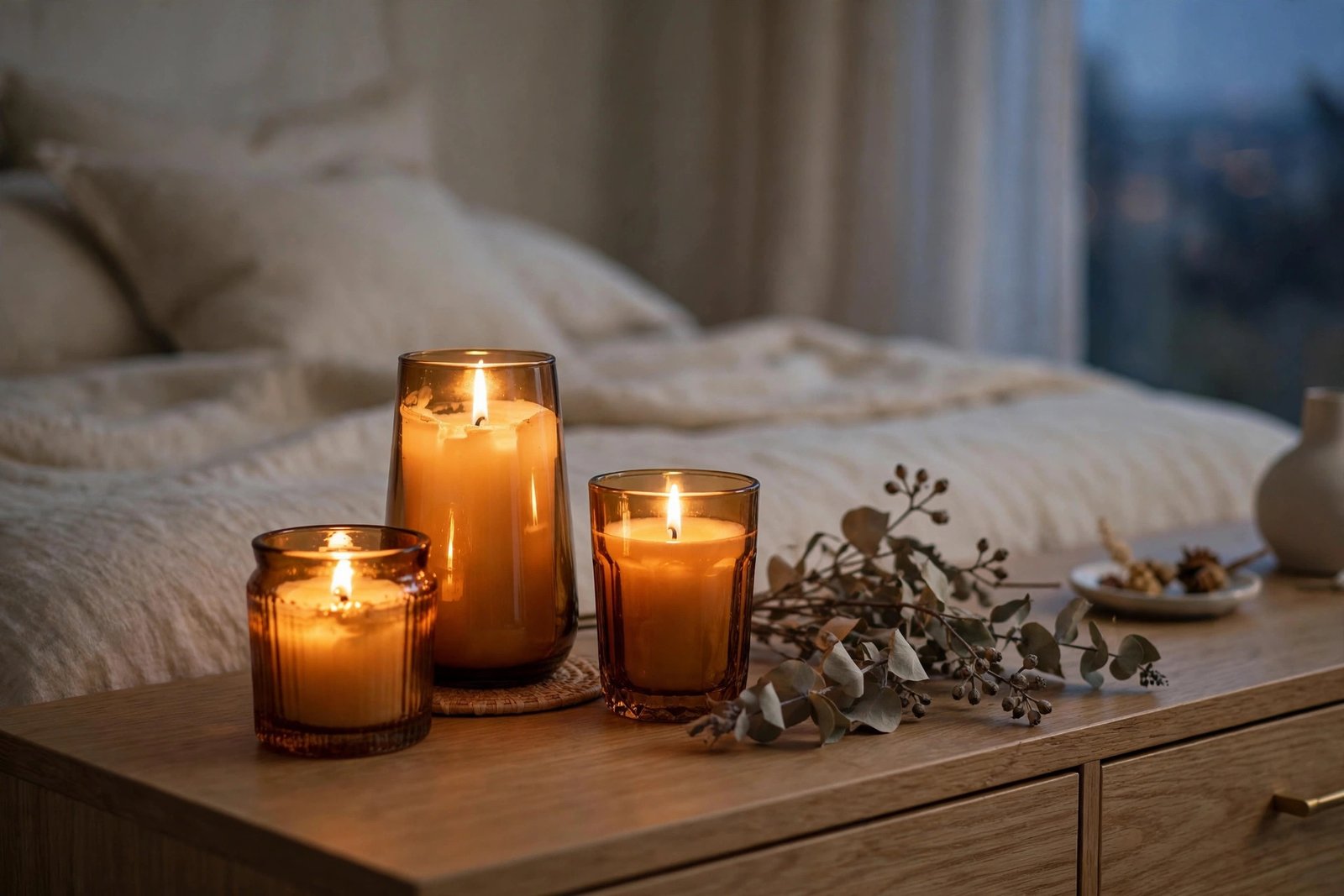 Group Amber Glass Candles