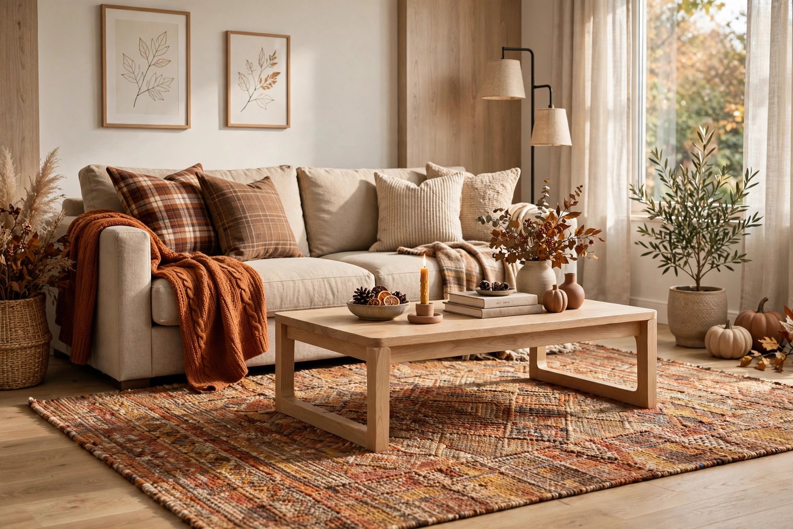 Earth-Tone Textured Area Rug
