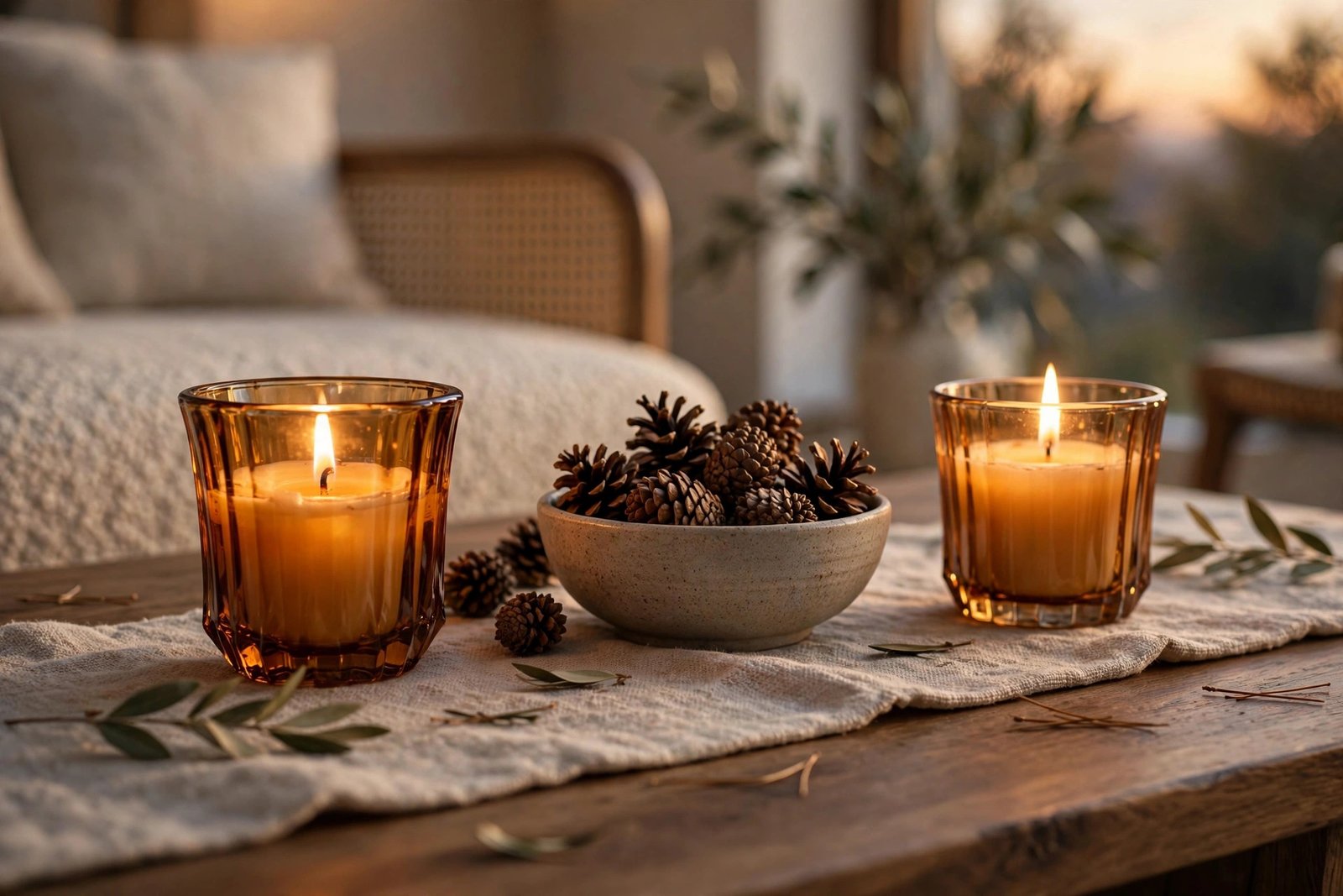 Amber Glass Candle Holders