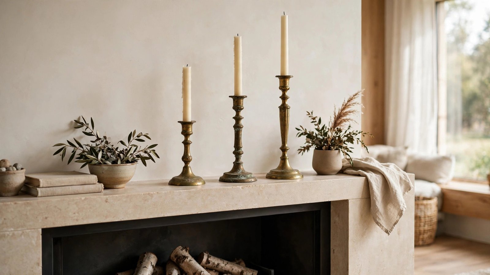 Antique Brass Candlesticks at Three Heights