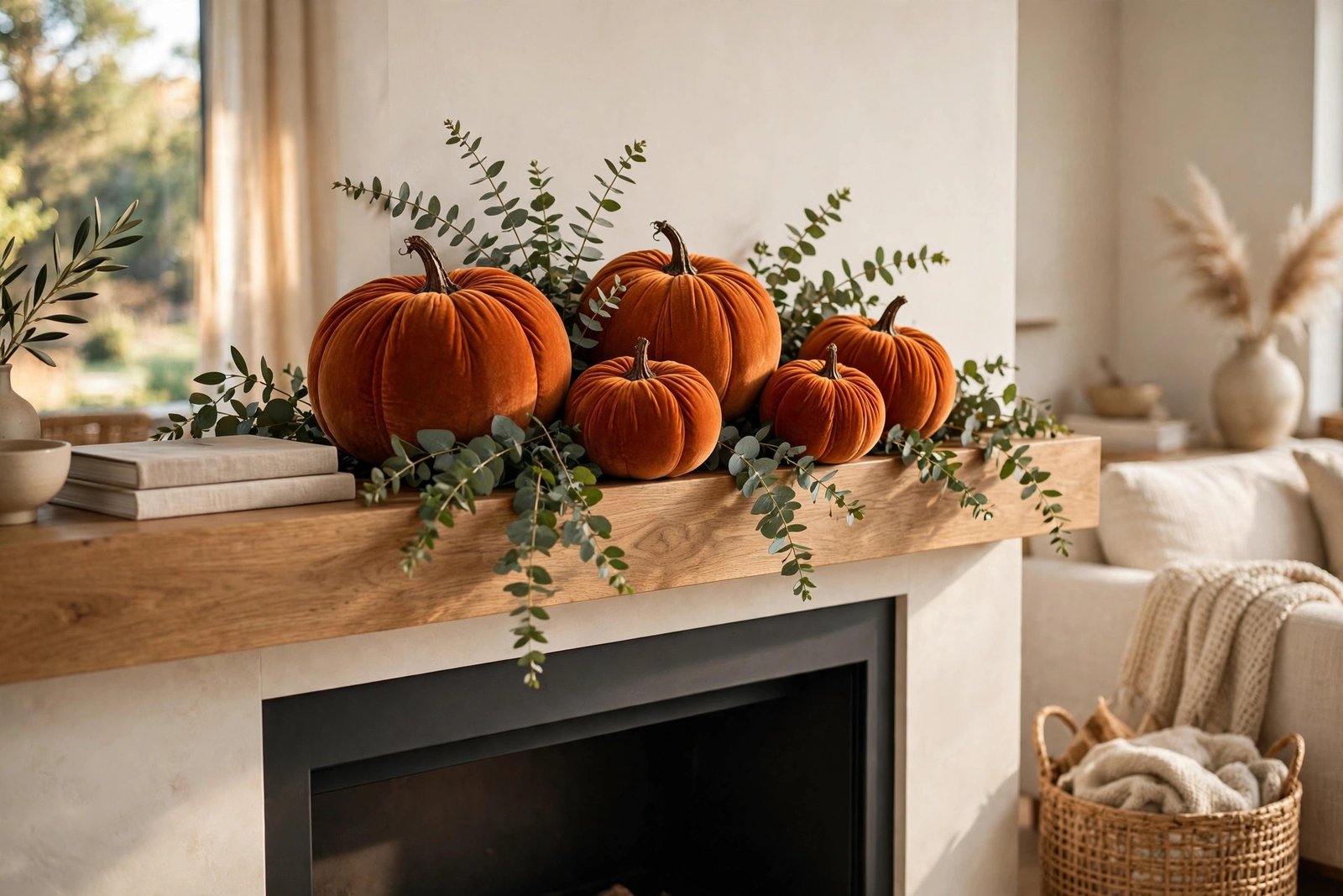 Velvet Pumpkins in Burnt Orange