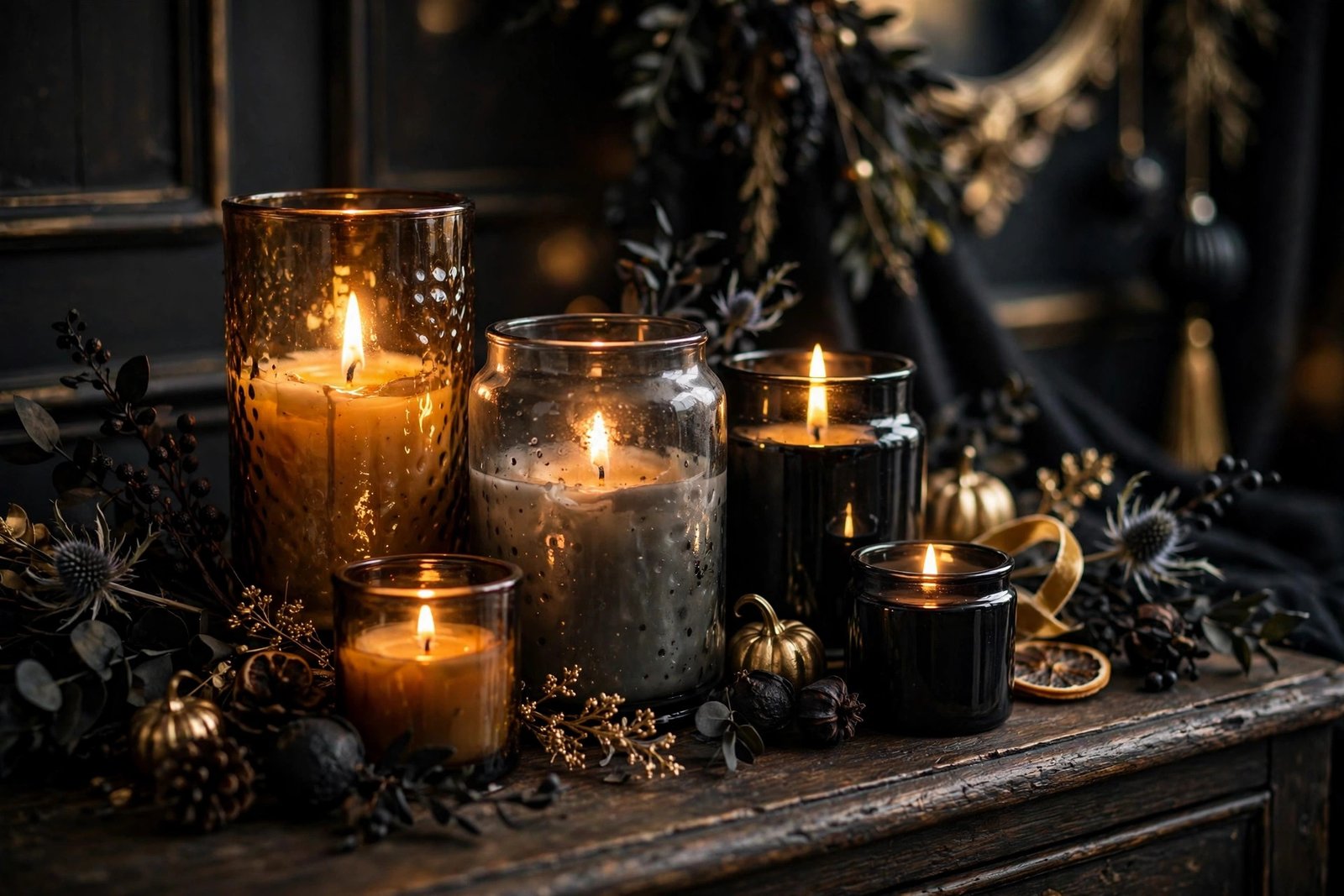 Candlelight Cluster in Tinted Glass Jars
