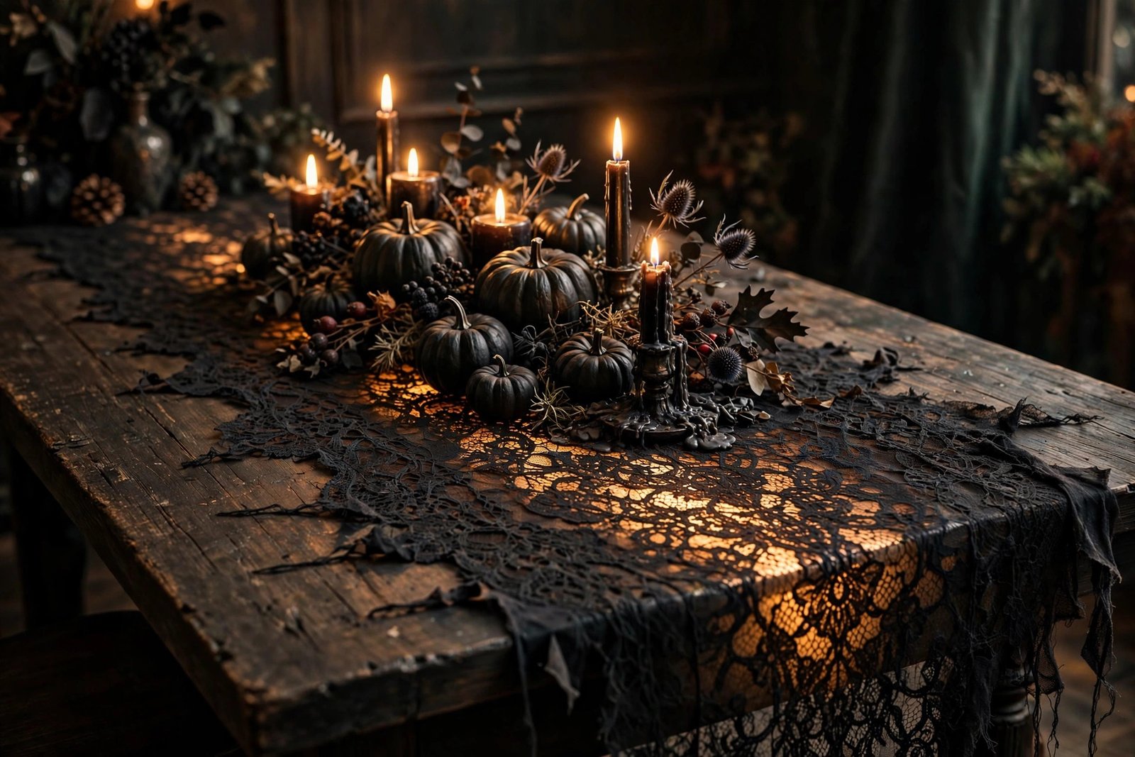 Black Lace Table Runner