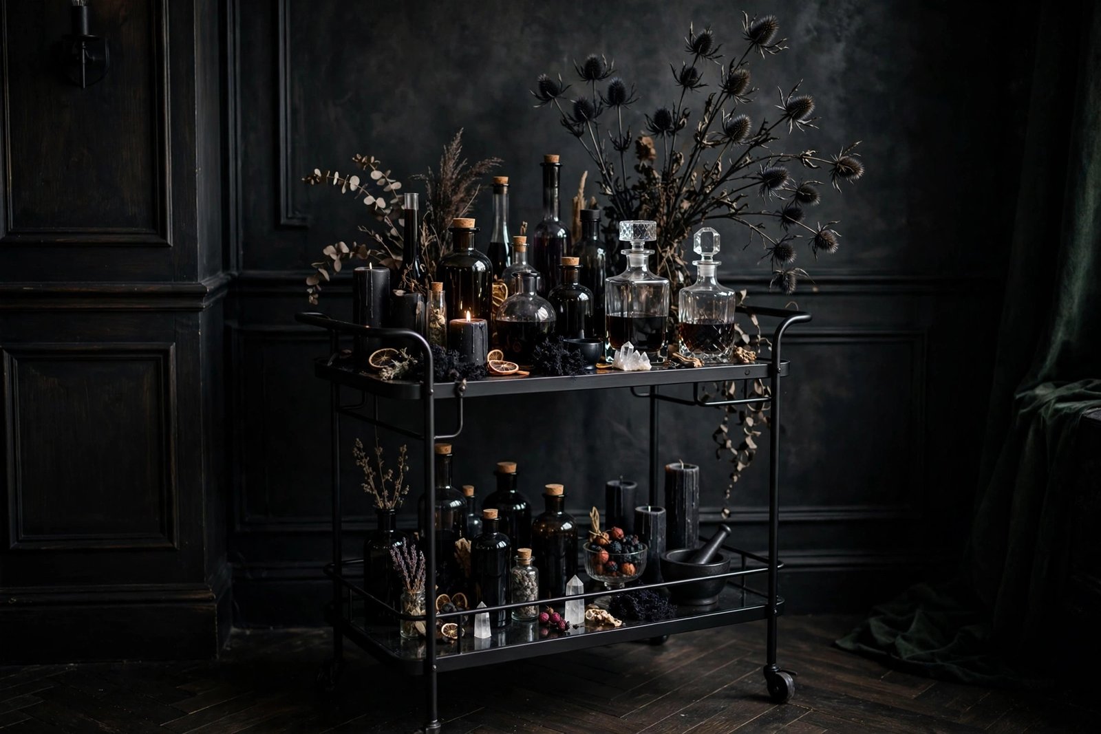 The Sleek Bar Cart Potion Station