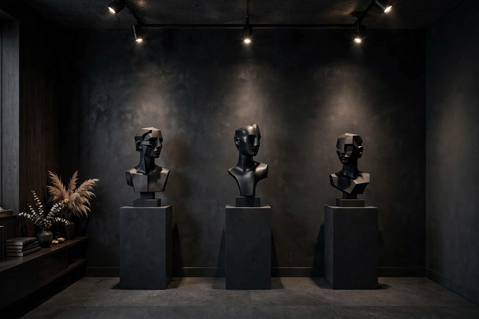 Matte Black Bust Sculptures
