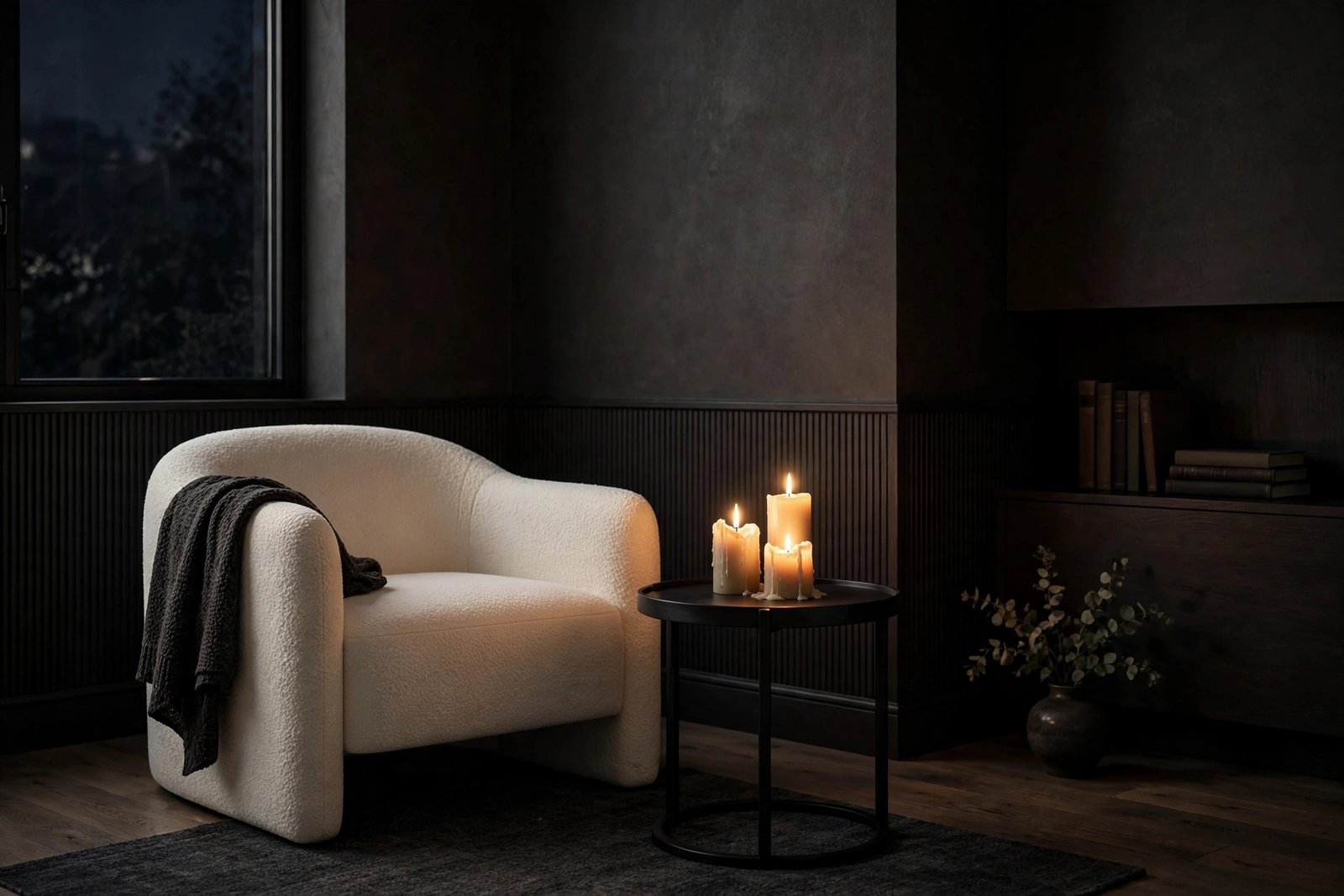 The Minimalist Candle-Lit Reading Corner