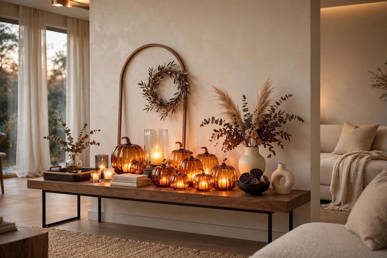 Sculptural Amber Glass Clusters