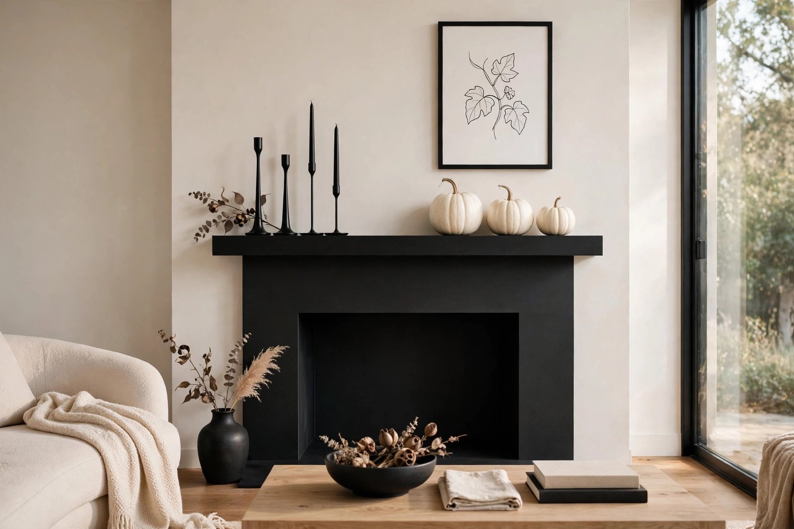 The Minimalist Black-and-White Mantel
