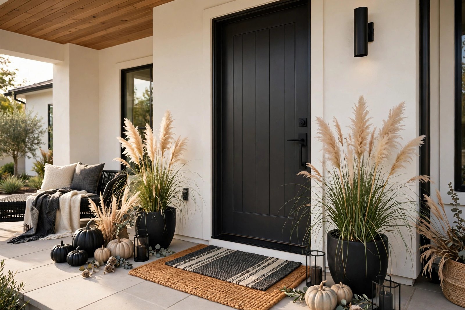 Modern Porch Layers in Charcoal and Cream