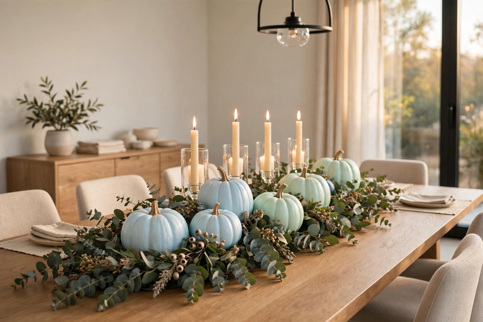 Baby Blue and Mint Pumpkin Centerpiece
