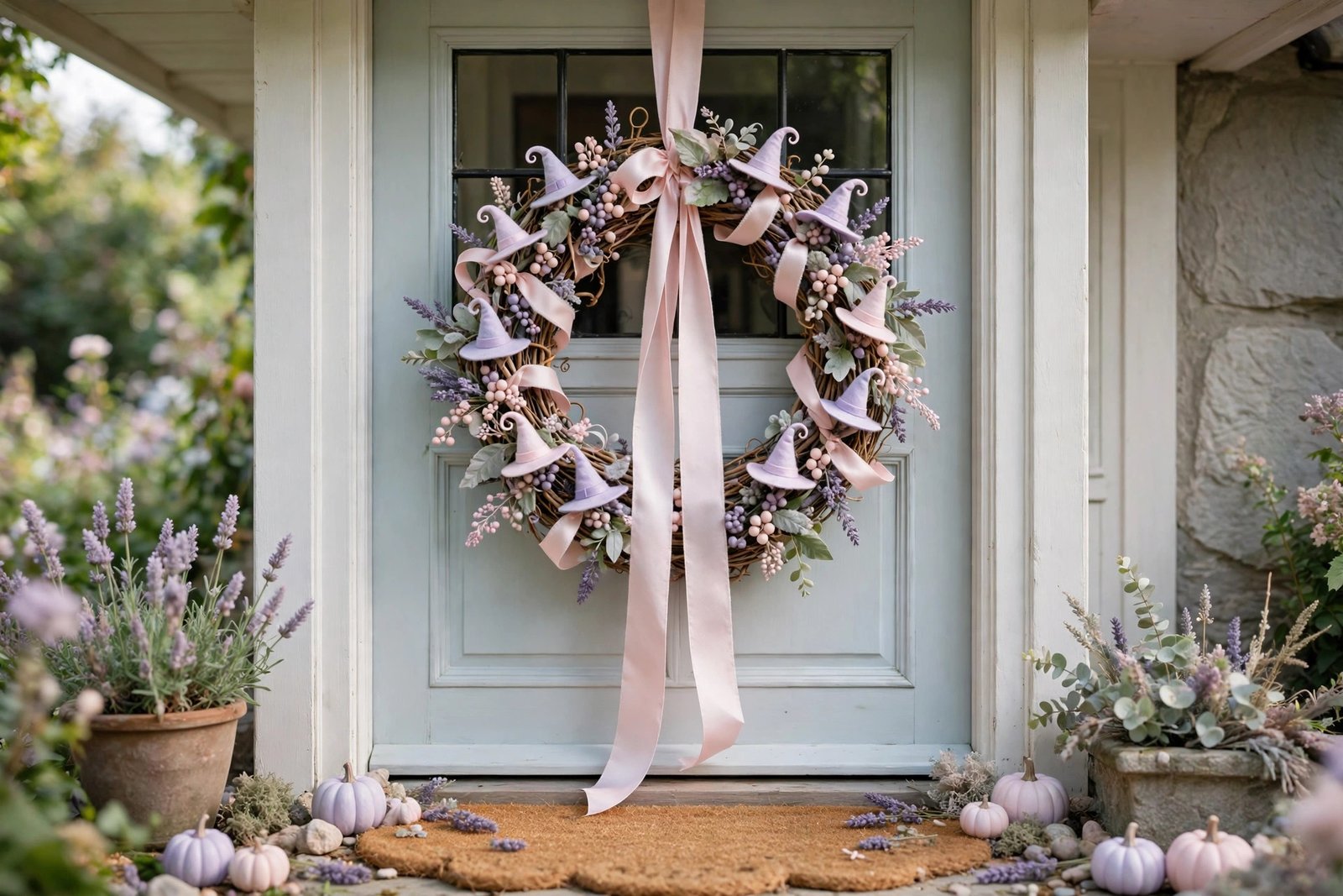 Lavender Witch Hat Door Wreath