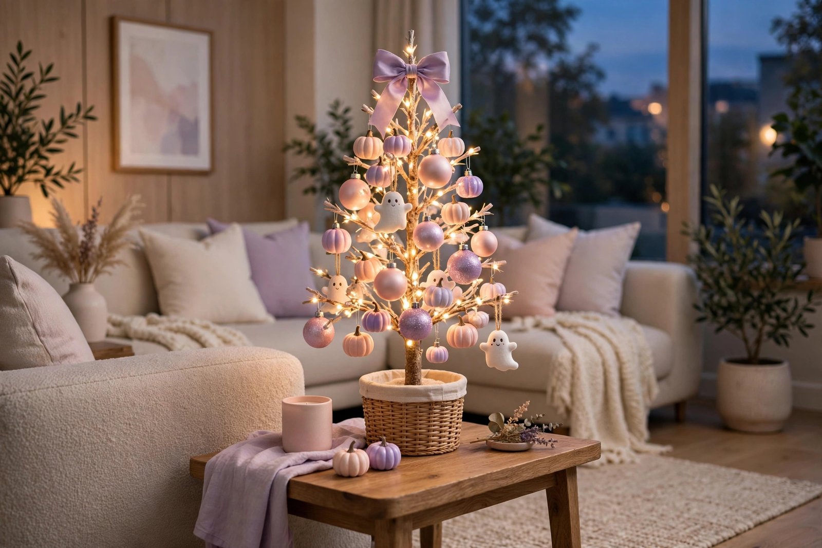 Blush Pink Halloween Tabletop Tree