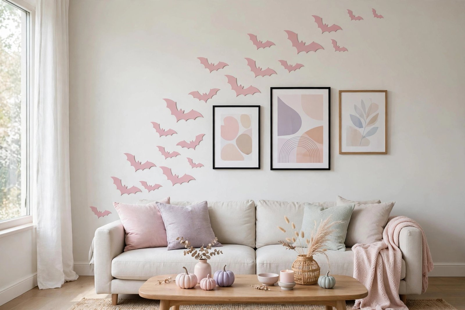 Soft Pink Bat Silhouette Gallery Wall