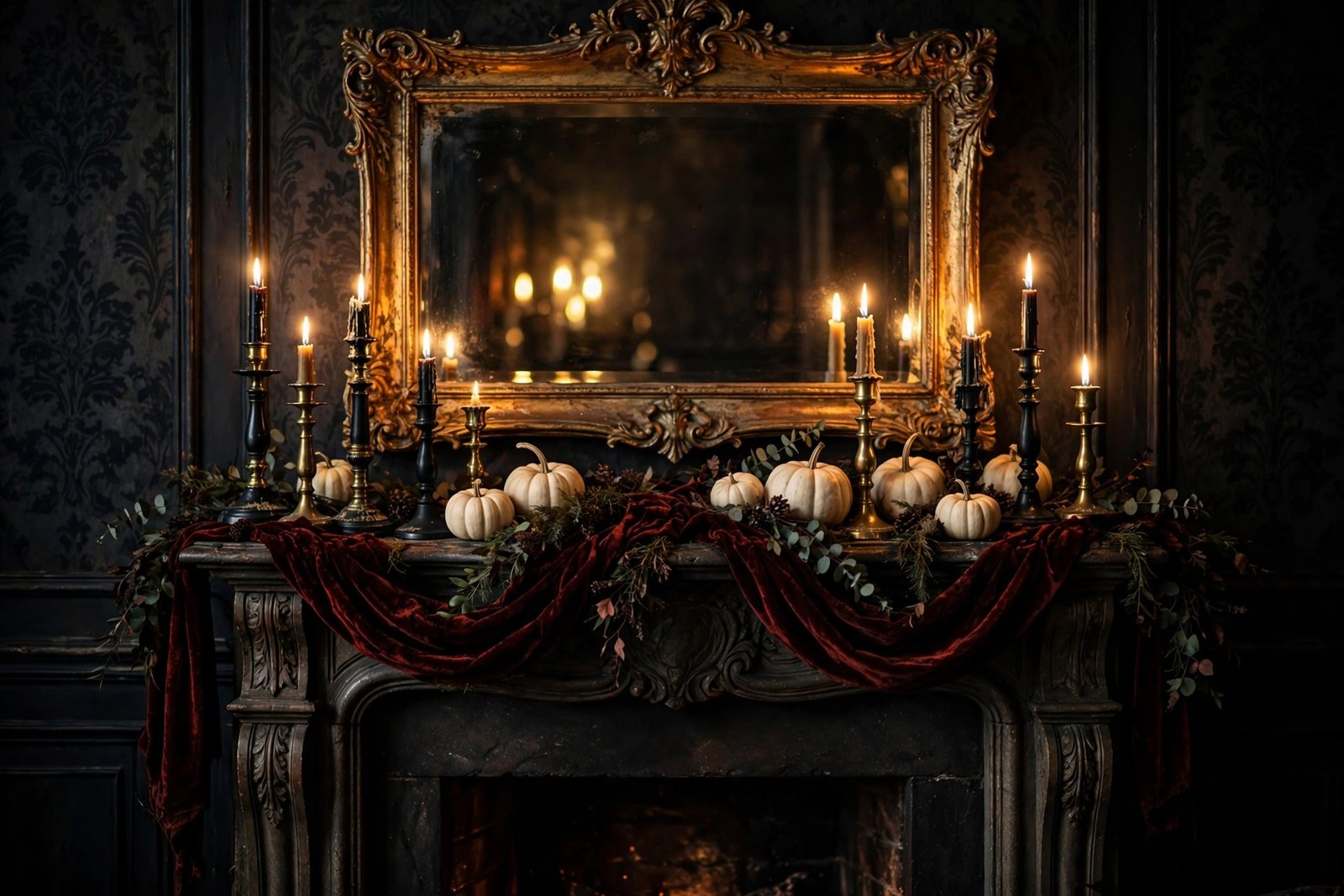 A Velvet and Candlelight Mantel